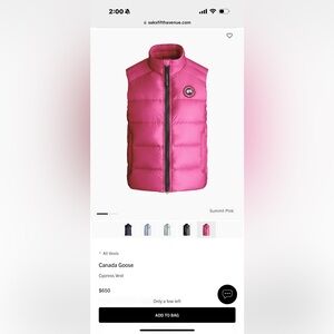 Canada Goose Pink Puffer Vest small